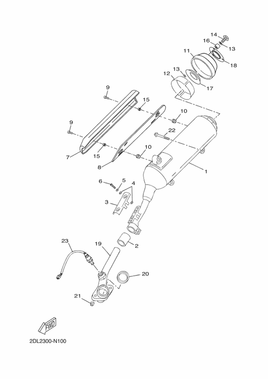 Yamaha 97517-12590 Bolt, With Washer — shown on the Exhaust parts diagram