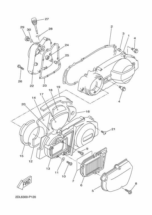 Yamaha 5SE-E5472-00 Seal, Air Duct — shown on the Crankcase Cover 1 parts diagram