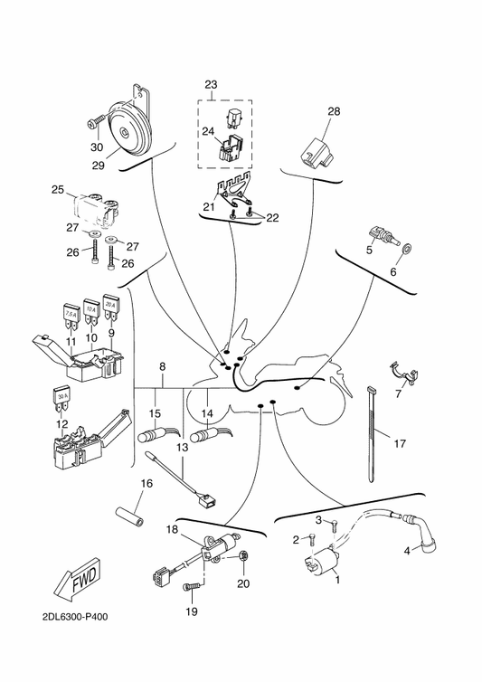 Yamaha 4CW-H2370-01 Plug Cap Assy — shown on the Electrical 2 parts diagram