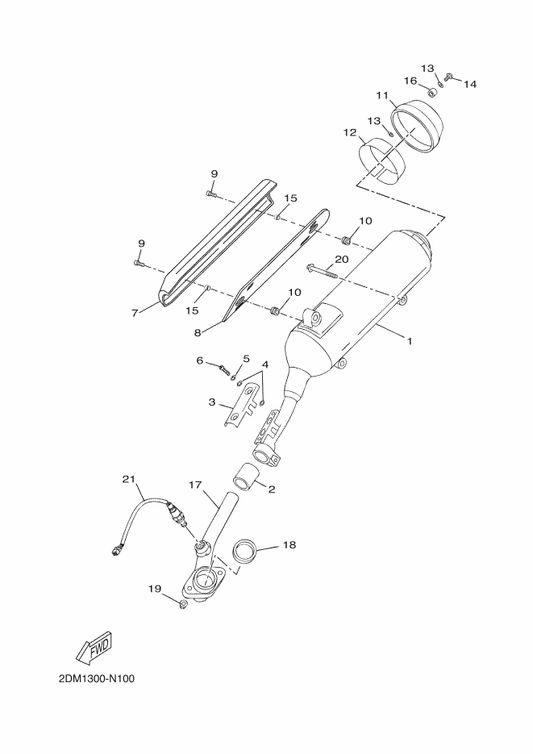 Yamaha 16P-E4611-10 Pipe, Exhaust 1 — shown on the Exhaust parts diagram