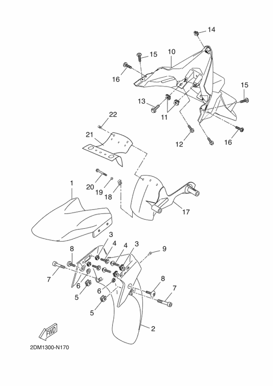 Yamaha 37P-F1511-00-PL Fender, Front — shown on the Fender parts diagram
