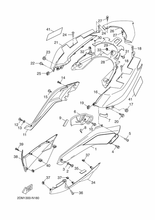 Yamaha 2DM-F1716-00-P0 Lid, Side Cover — shown on the Side Cover parts diagram