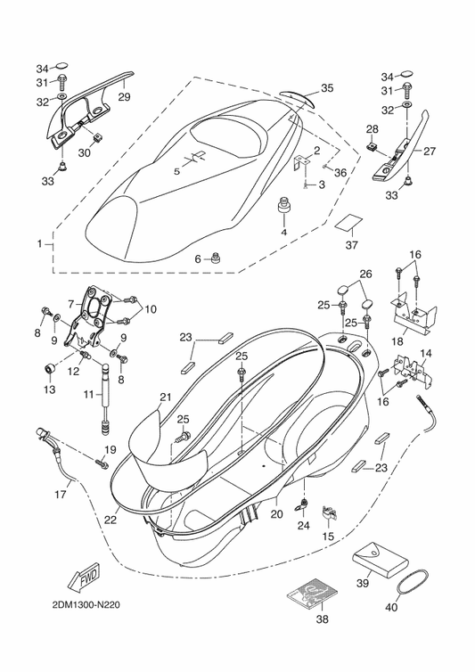 Yamaha 2DM-F118N-00 Label — shown on the Seat parts diagram