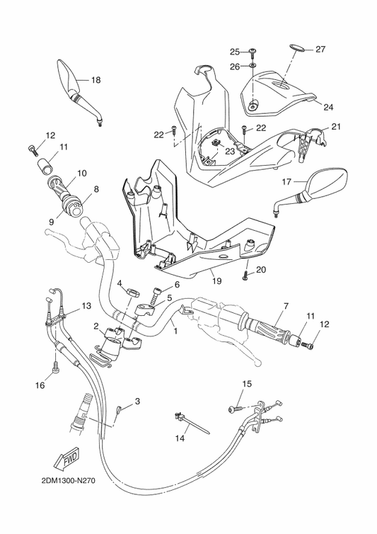Yamaha 1SD-F6215-00 Cover, Lower — shown on the Steering Handle & Cable parts diagram