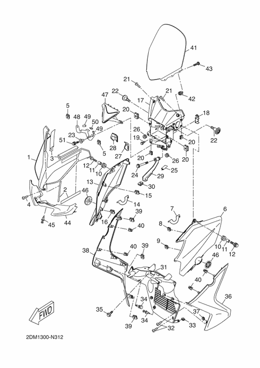 Yamaha 90520-04X01 Damper, Plate — shown on the Windshield parts diagram