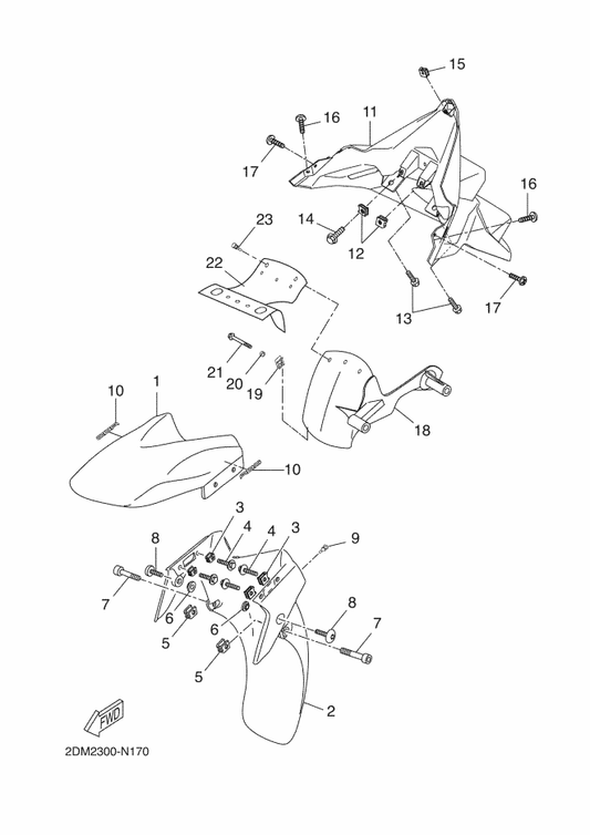 Yamaha 1SD-F1685-00 Bracket, License — shown on the Fender parts diagram