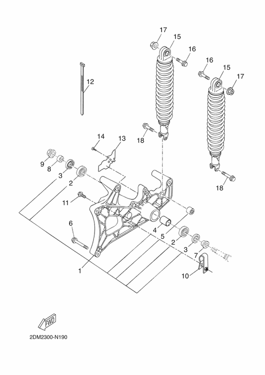Yamaha 93306-302YK . Bearing — shown on the Rear Arm & Suspension parts diagram