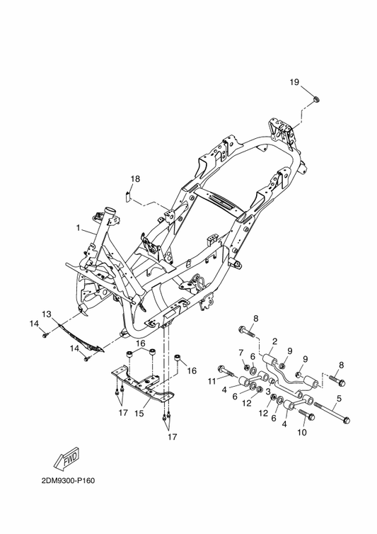 Yamaha 2DM-F1110-30 Frame Comp. — shown on the Frame parts diagram