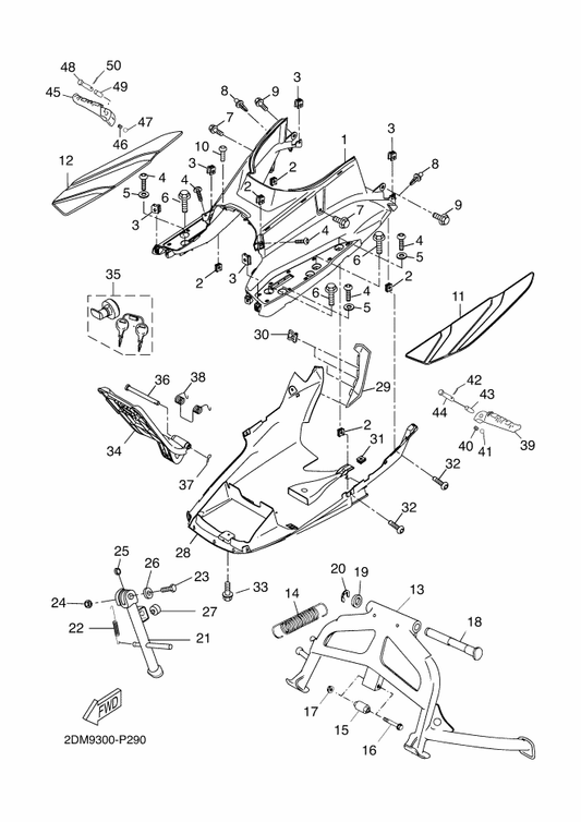 Yamaha 5WX-F7441-01 Footrest, Rear 2 — shown on the Stand & Footrest parts diagram