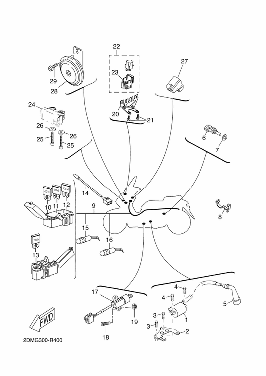 Yamaha 90109-06X24 Bolt — shown on the Electrical 2 parts diagram