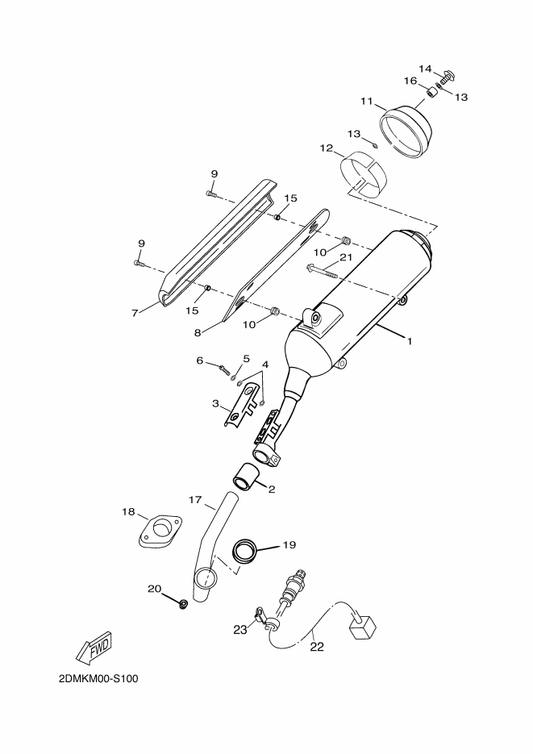 Yamaha 1S6-E4638-10 Collar — shown on the Exhaust parts diagram