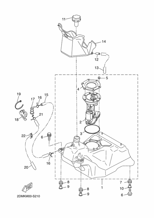 Yamaha 2DM-F4110-10 Fuel Tank Comp. — shown on the Fuel Tank parts diagram