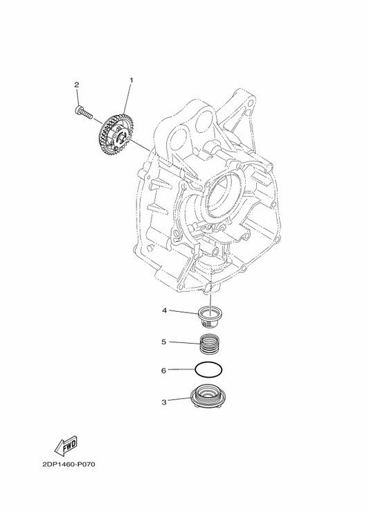 Yamaha 2DP-E3300-00 Oil Pump Assy — shown on the Oil Pump parts diagram
