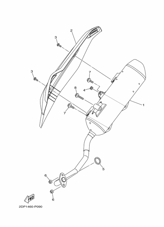 Yamaha 2DS-E4711-00 Muffler 1 — shown on the Exhaust parts diagram