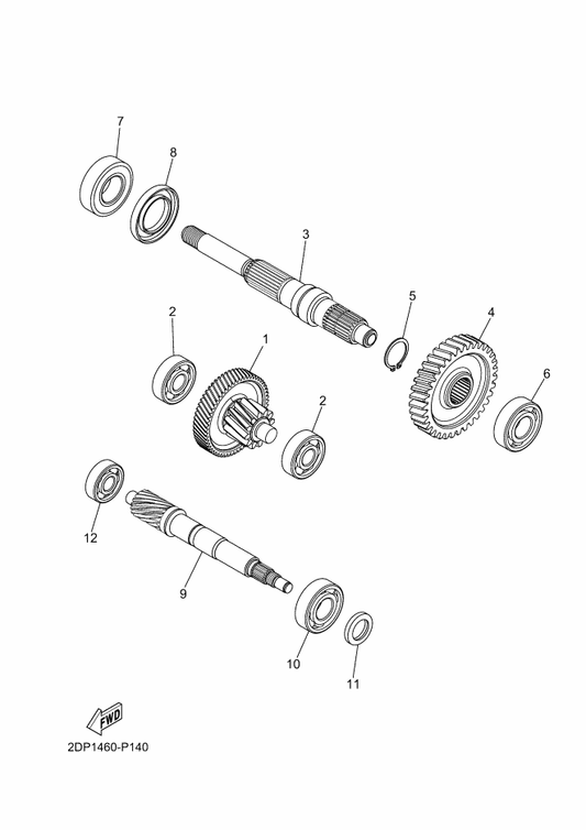 Yamaha B65-E7410-30 Main Axle Comp. (13T/56T) — shown on the Transmission parts diagram