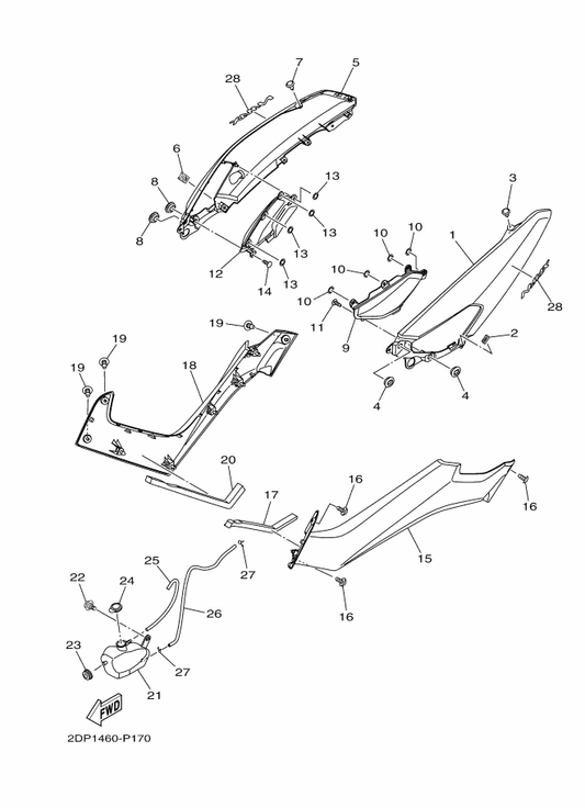 Yamaha 2DP-F1721-00-P0 Cover, Side 2 — shown on the Side Cover parts diagram