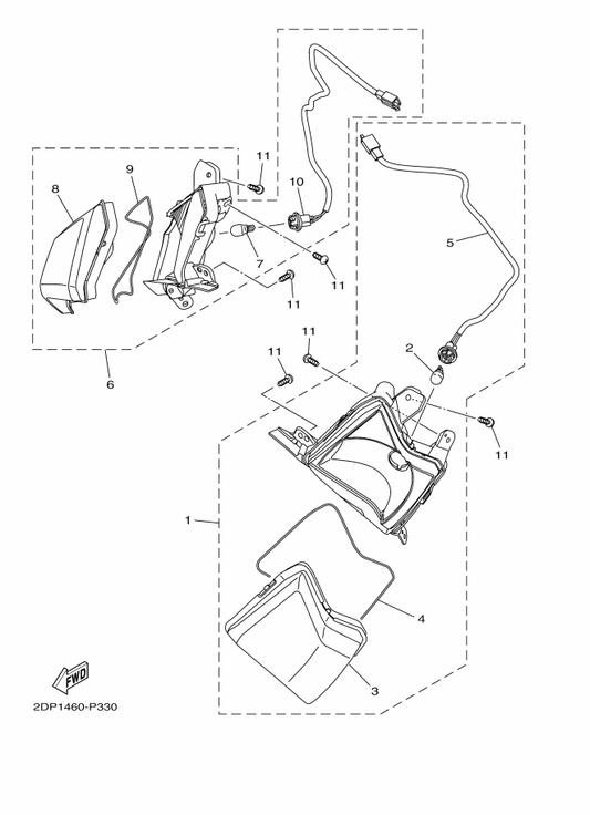 Yamaha 2DP-H3310-00 Front Flasher Light Assy 1 — shown on the Flasher Light 1 parts diagram
