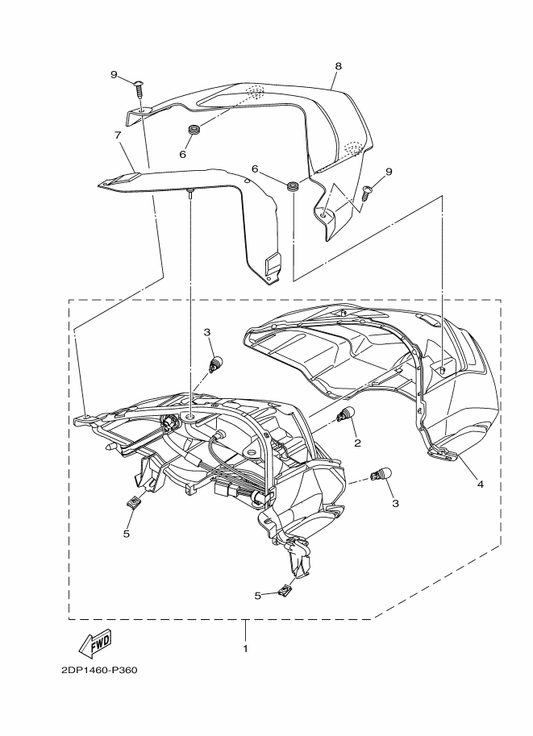 Yamaha 2DP-H4714-00 . Bulb (12V-10W) — shown on the Taillight parts diagram