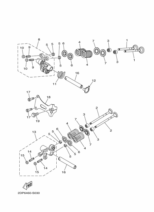 Yamaha 55P-E2126-00 Seat, Valve Spring 2 — shown on the Valve parts diagram