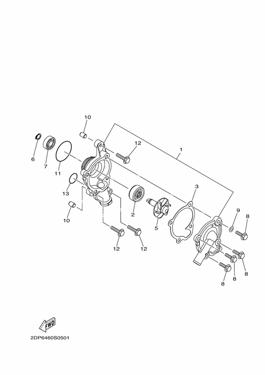 Yamaha BT3-WE118-00 Cover Set — shown on the Water Pump parts diagram