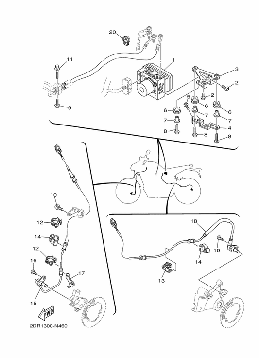 Yamaha 2DR-23318-00 Holder, Cable 1 — shown on the Electrical 3 parts diagram
