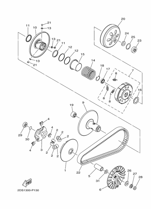 Yamaha 2DP-E6611-00 Clutch Housing Comp. — shown on the Clutch parts diagram