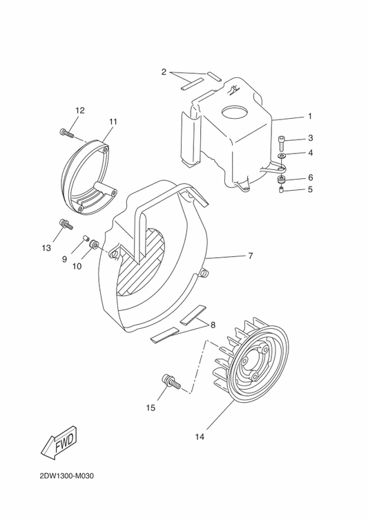 Yamaha 90110-06X83 Bolt, Hexagon Socket Head — shown on the Air Shroud & Fan parts diagram