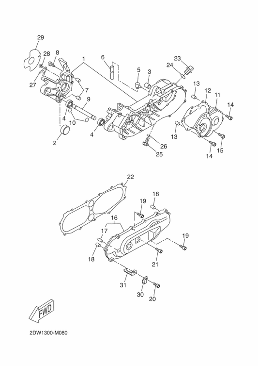 Yamaha 2DW-E5189-00 Plug — shown on the Crankcase parts diagram