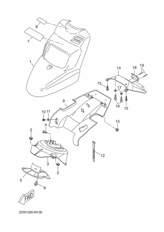 Yamaha 5WW-F1511-00-S4 Fender, Front — shown on the Front Fender parts diagram