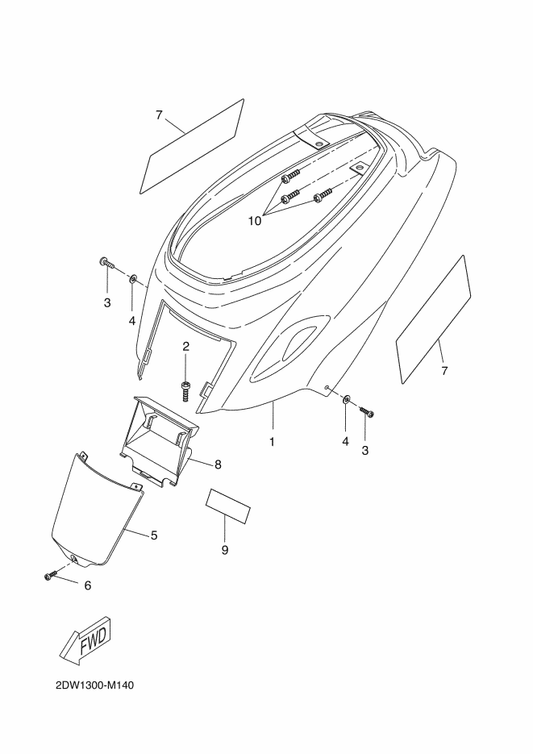 Yamaha 5WW-F1711-00-S4 Cover, Side 1 — shown on the Side Cover parts diagram