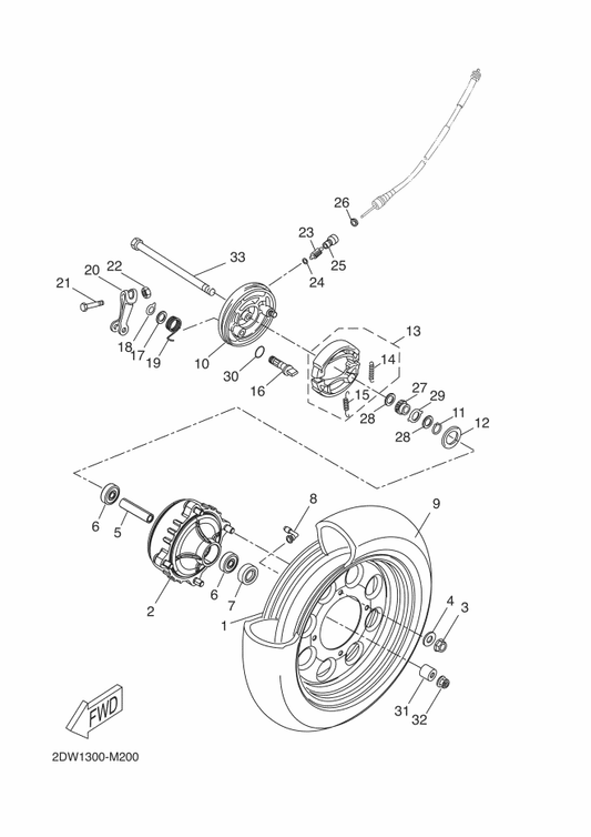 Yamaha 5ST-F5121-00-33 Plate, Brake Shoe — shown on the Front Wheel parts diagram