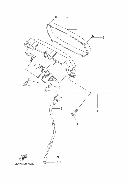 Yamaha 4SB-H4347-00 . Bulb — shown on the Meter parts diagram