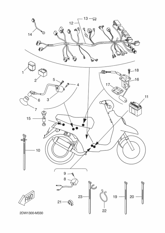 Yamaha 2DW-H2590-00 Wire Harness Assy — shown on the Electrical 2 parts diagram