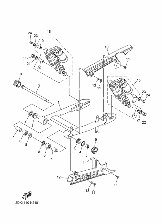 Yamaha 1TP-22311-00 Case, Chain — shown on the Rear Arm & Suspension parts diagram