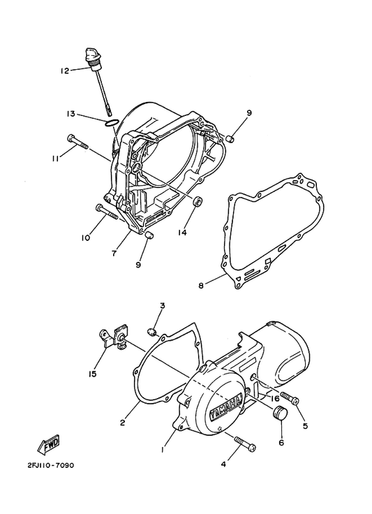 Yamaha 3GB-15451-00 Gasket, Crankcase Cover 1 — shown on the Crankcase Cover 1 parts diagram
