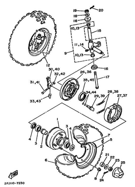 Yamaha 59V-23517-00 Cover, Thrust 1 — shown on the Front Wheel parts diagram