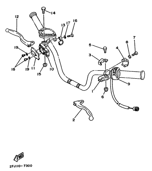 Yamaha 3X3-83965-00 Lever, Lock — shown on the Handle Switch & Lever parts diagram
