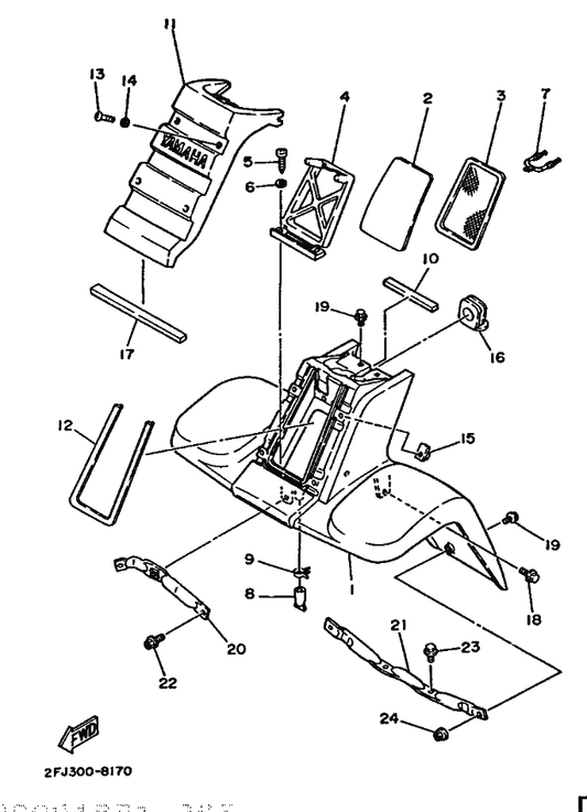 Yamaha 55X-21535-00 Nut 1 — shown on the Front Fender parts diagram