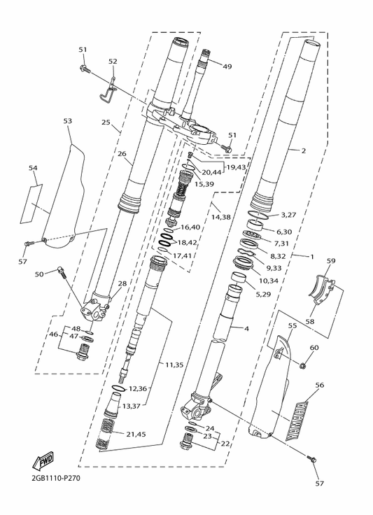 Yamaha 33D-23340-10 Under Bracket Comp. — shown on the Front Fork parts diagram