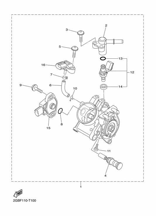 Yamaha 1DX-14562-00 . O-Ring — shown on the Intake 2 parts diagram