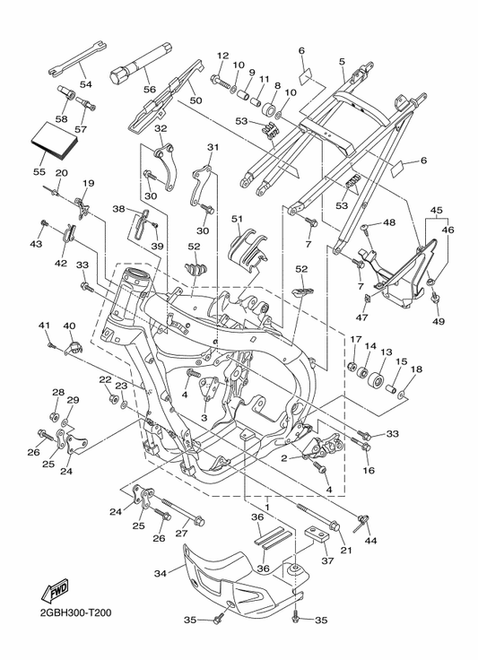 Yamaha 90520-04011 Damper, Plate — shown on the Frame parts diagram