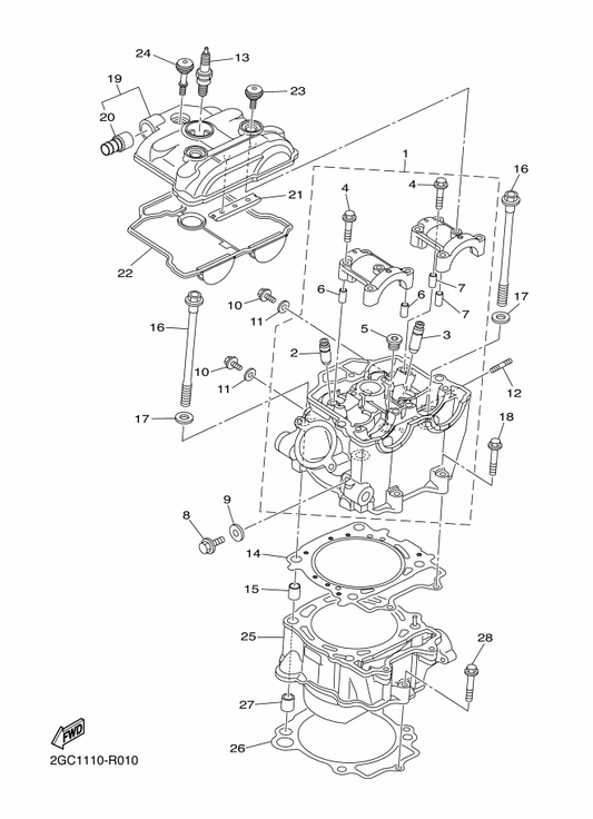 Yamaha 33D-11190-39 Cover, Cylinder Head 1 — shown on the Cylinder parts diagram