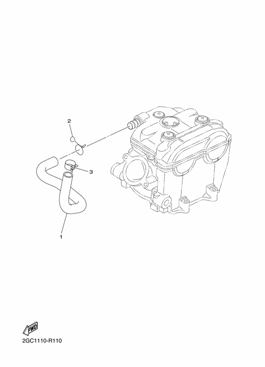 Yamaha 2GC-11166-00 Pipe, Breather 1 — shown on the Air Induction System parts diagram