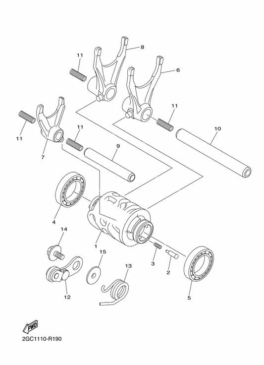 Yamaha 1SL-18541-00 Cam, Shift — shown on the Shift Cam & Fork parts diagram