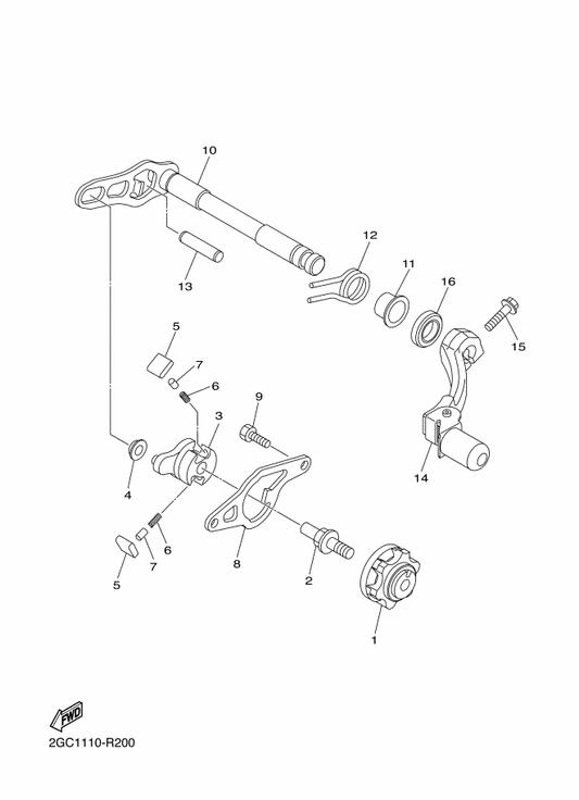 Yamaha 2GC-18101-00 Shift Shaft Assy — shown on the Shift Shaft parts diagram