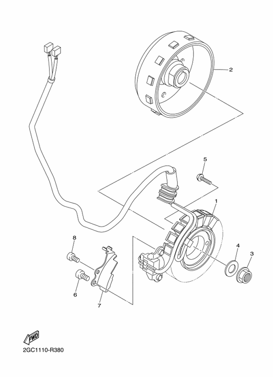 Yamaha 2GB-81410-01 Stator Assy — shown on the Generator parts diagram