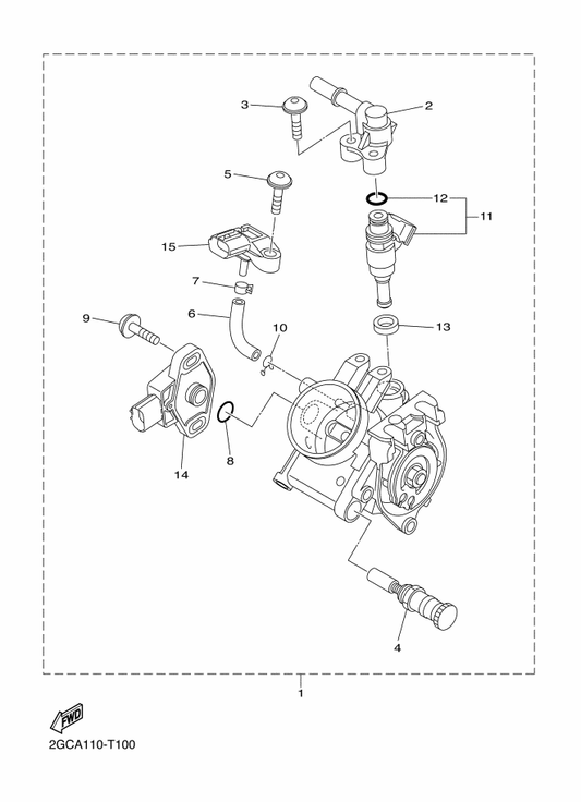 Yamaha 33D-13938-00 . Pipe — shown on the Intake 2 parts diagram