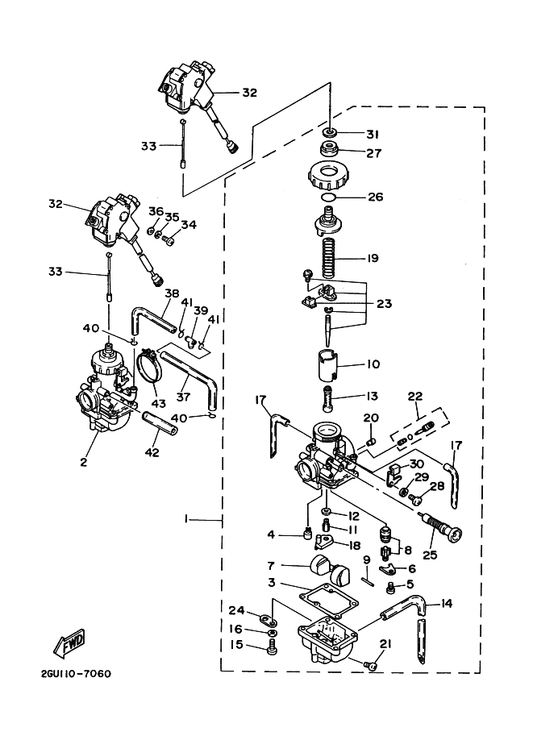Yamaha 10W-14104-00 . Air Screw Set — shown on the Carburetor parts diagram