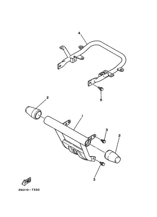 Yamaha 3GG-2845R-40 Bar, Carry Rear — shown on the Guard parts diagram