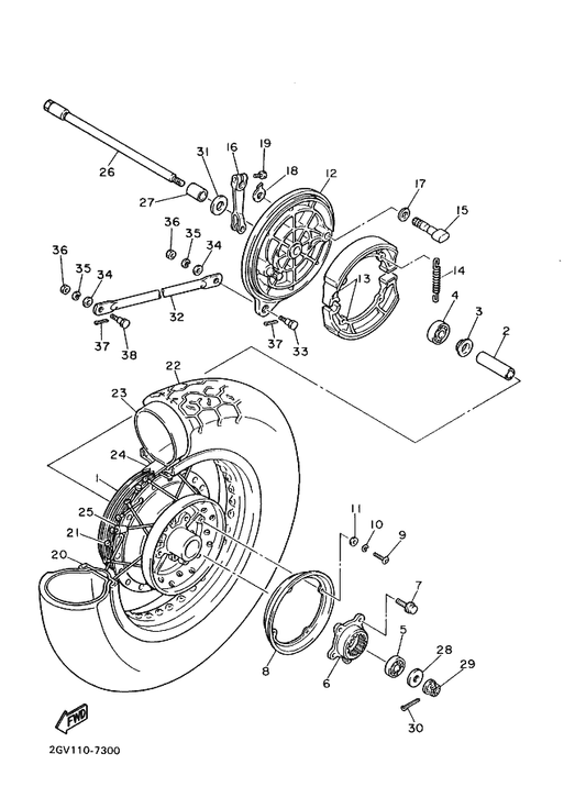 Yamaha 2GV-25317-00 Spacer, Bearing — shown on the Rear Wheel parts diagram
